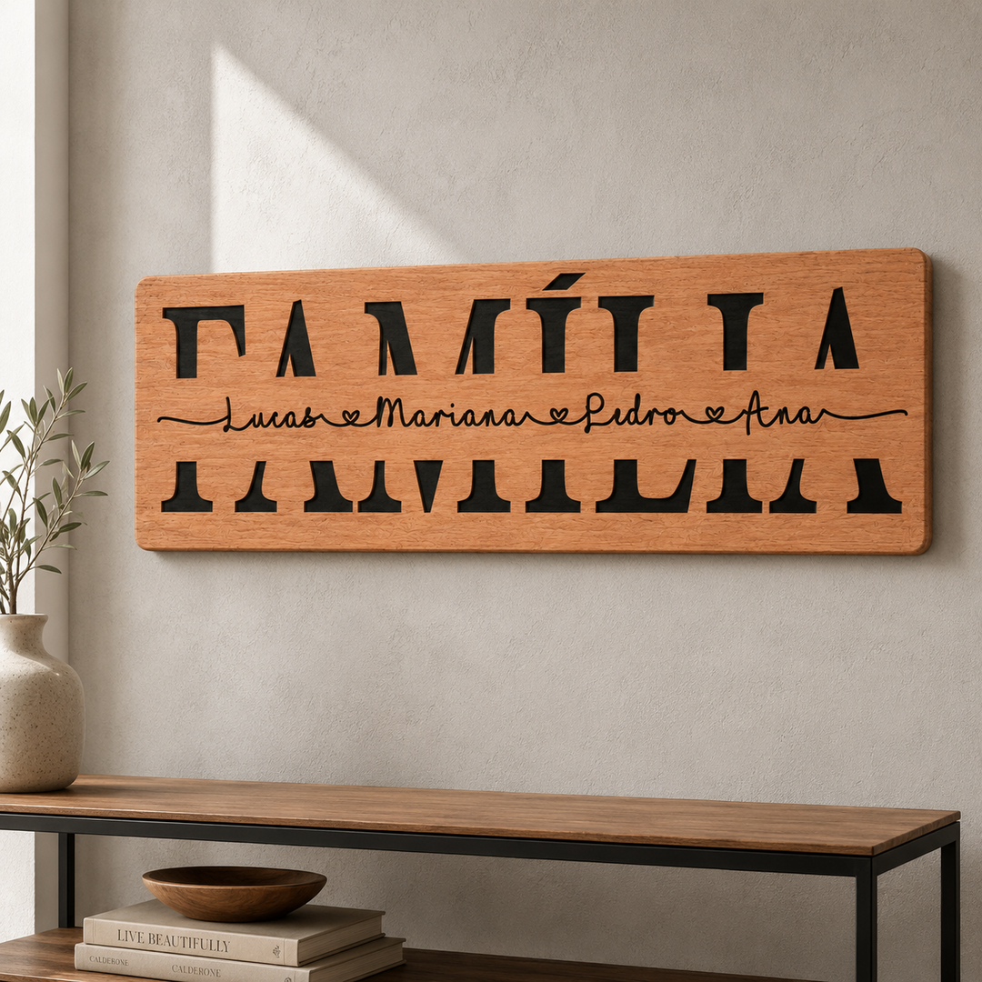 Placa Família Personalizada Entalhada