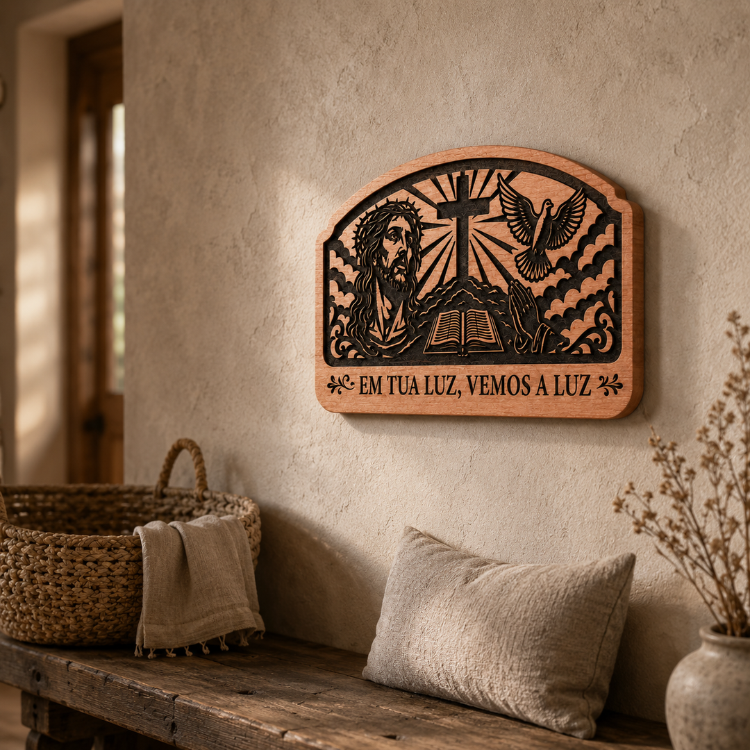 Placa Decorativa Religiosa Entalhada