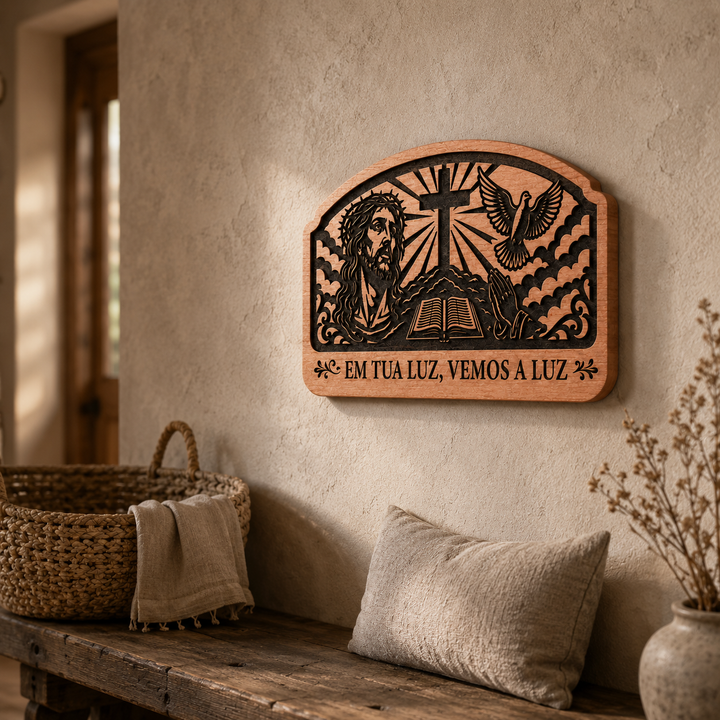 Placa Decorativa Religiosa Entalhada