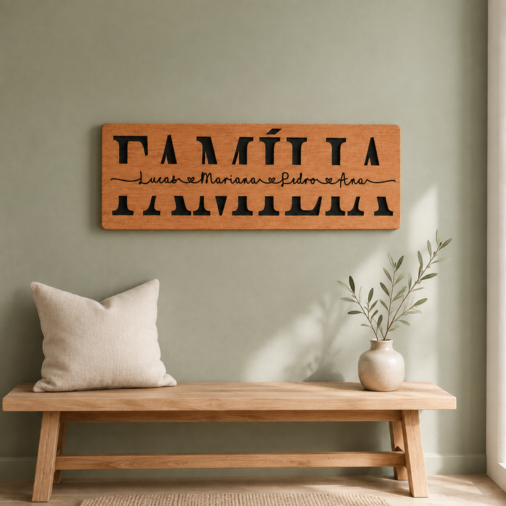 Placa Família Personalizada Entalhada