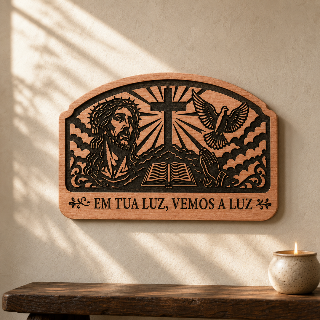 Placa Decorativa Religiosa Entalhada
