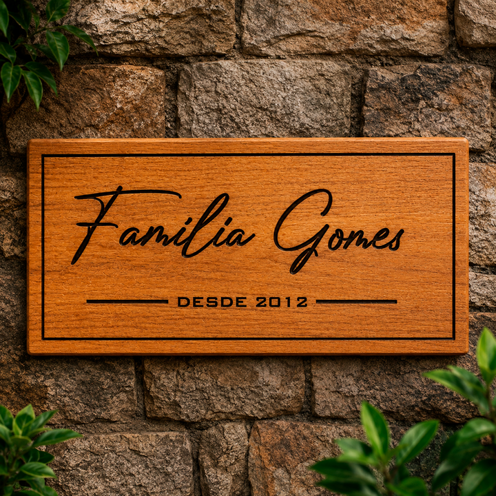 Placa Sobrenome Delicado Entalhada