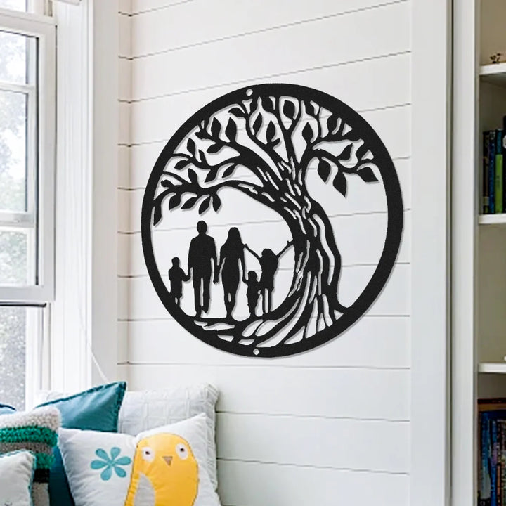 Monograma Família e Árvore em metal — arte decorativa em primeiro plano