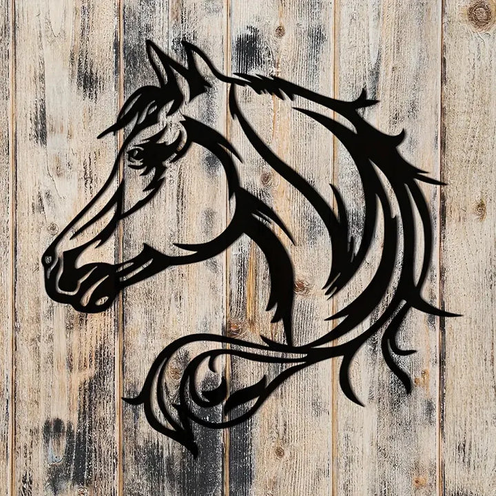 Busto de Cavalo I em metal — arte decorativa em primeiro plano