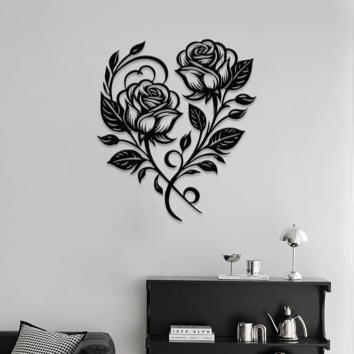 Rosas Clássicas II em metal — ângulo lateral da peça
