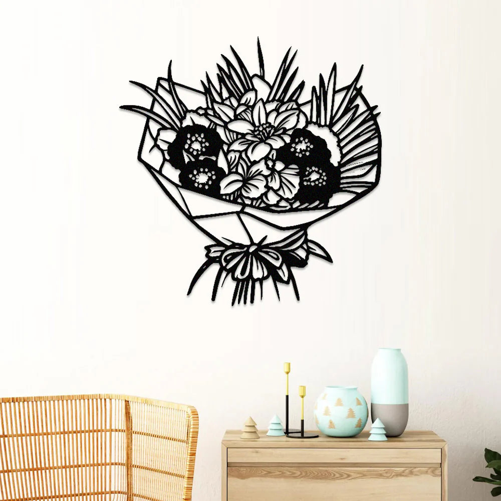 Buquê de Flores I em metal — detalhe do acabamento artesanal