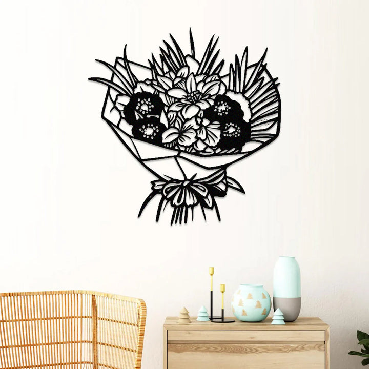 Buquê de Flores I em metal — detalhe do acabamento artesanal