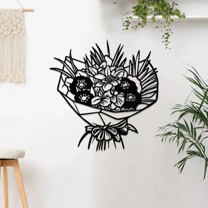 Buquê de Flores I em metal — ângulo lateral da peça