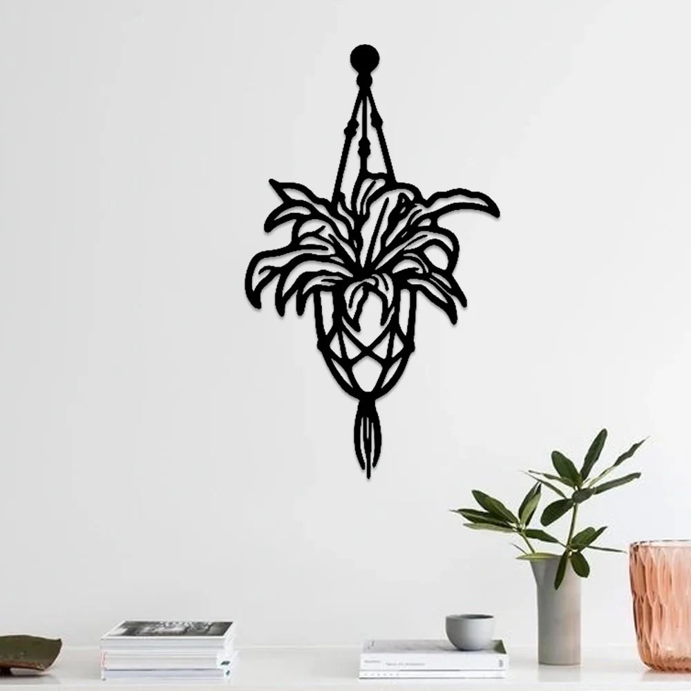 Planta Pendurada I em metal — detalhe do acabamento artesanal