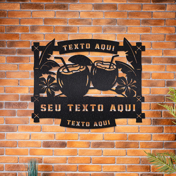 Recanto Paraíso Tropical em metal — exemplo de personalização aplicada