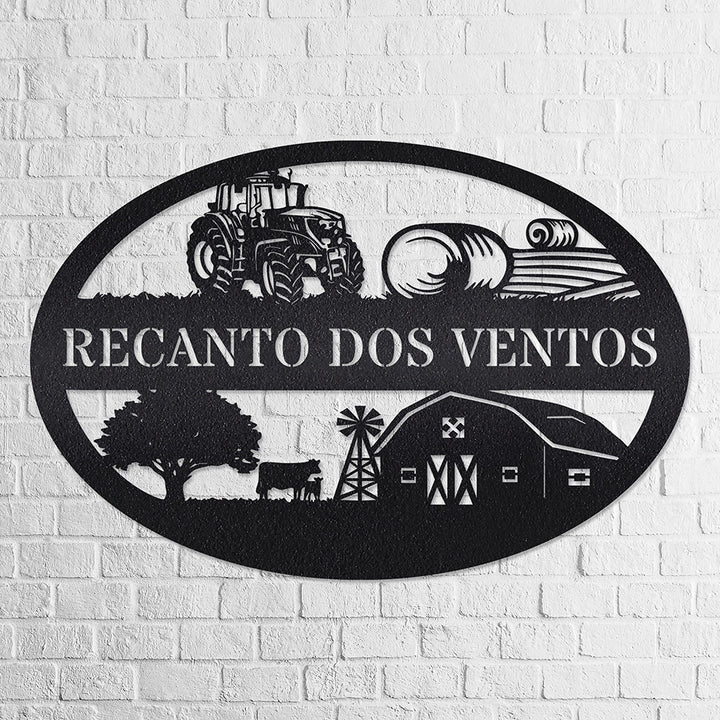 Placa Recanto dos Ventos em metal, personalizada sob medida