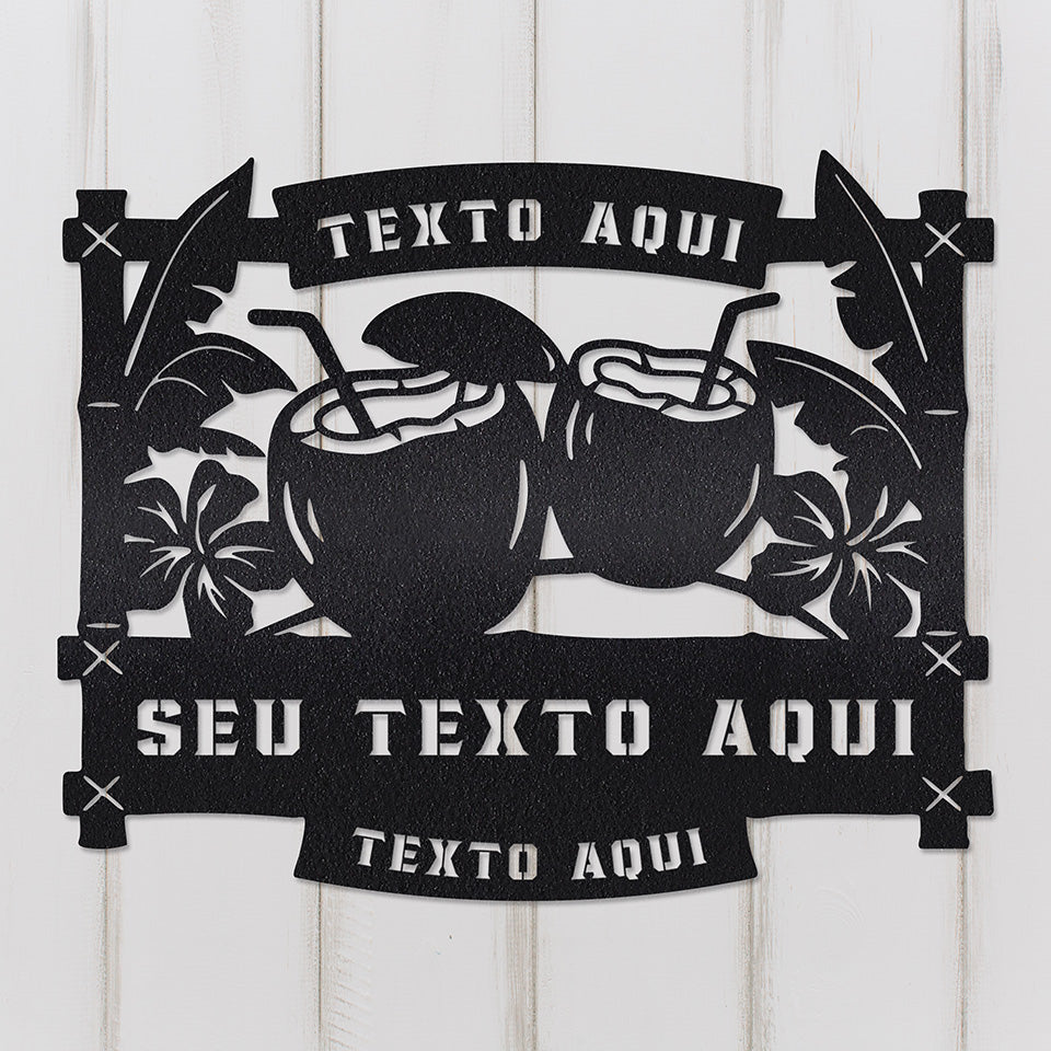 Recanto Paraíso Tropical em metal — ângulo lateral da peça