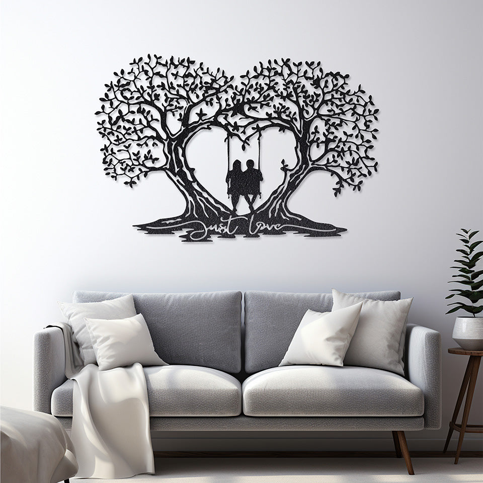 Placa Árvore do Amor em metal — detalhe das bordas e contornos