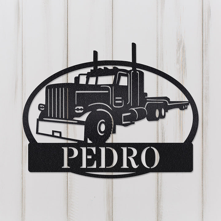 Placa Caminhão em metal — detalhe do acabamento artesanal