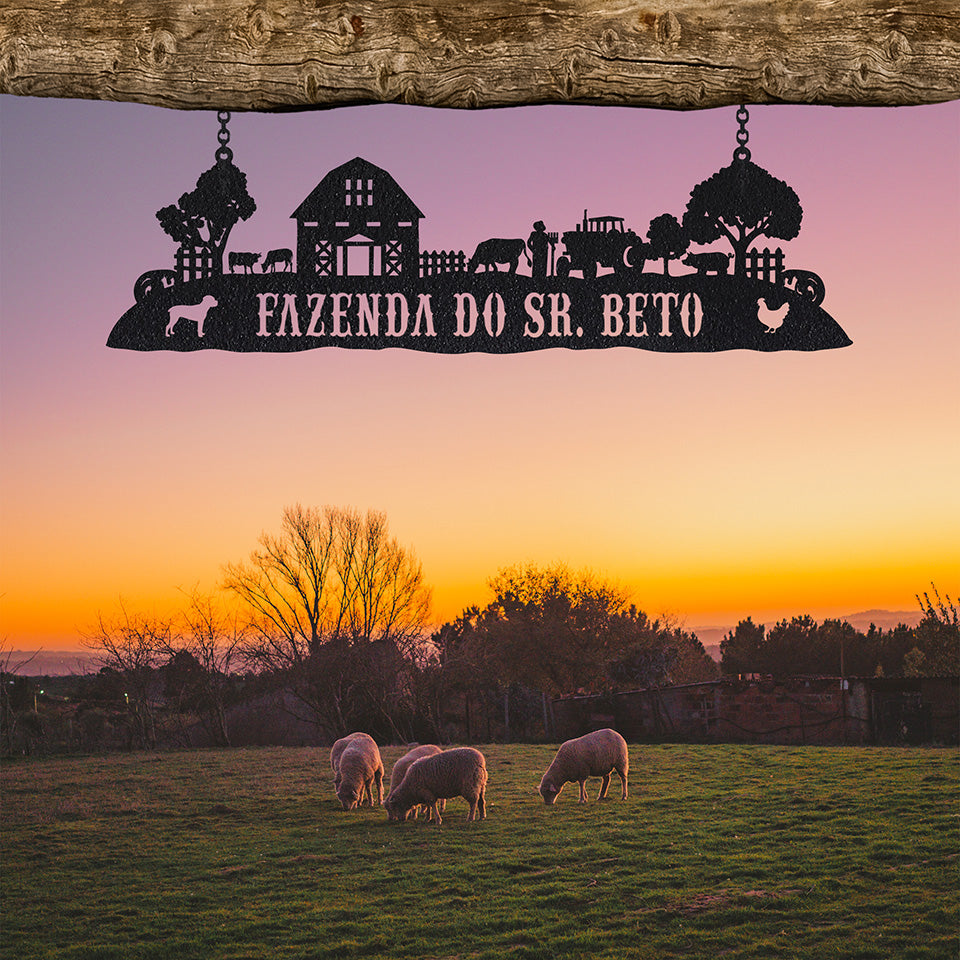 Placa Vida Rural em metal — vista em destaque do produto