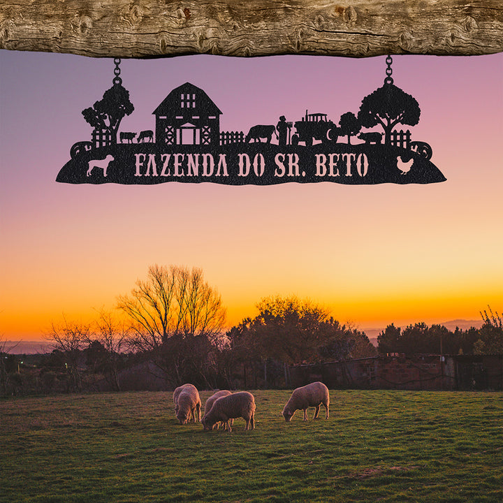 Placa Vida Rural em metal — vista em destaque do produto