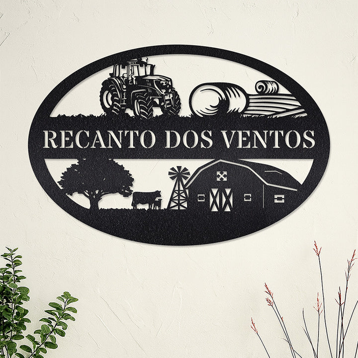 Placa Recanto dos Ventos em metal — vista em destaque do produto