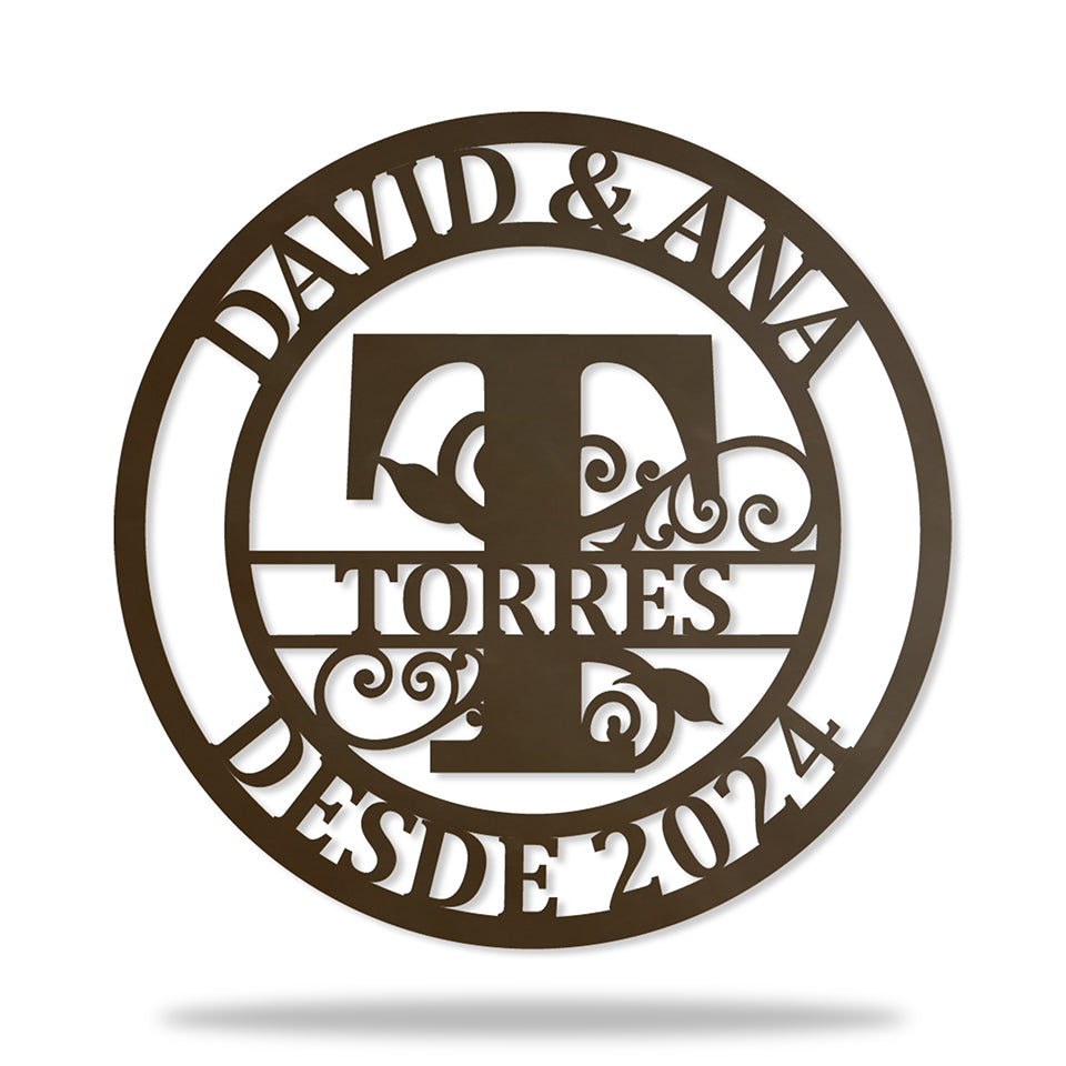 Placa Inicial Sobrenome Família