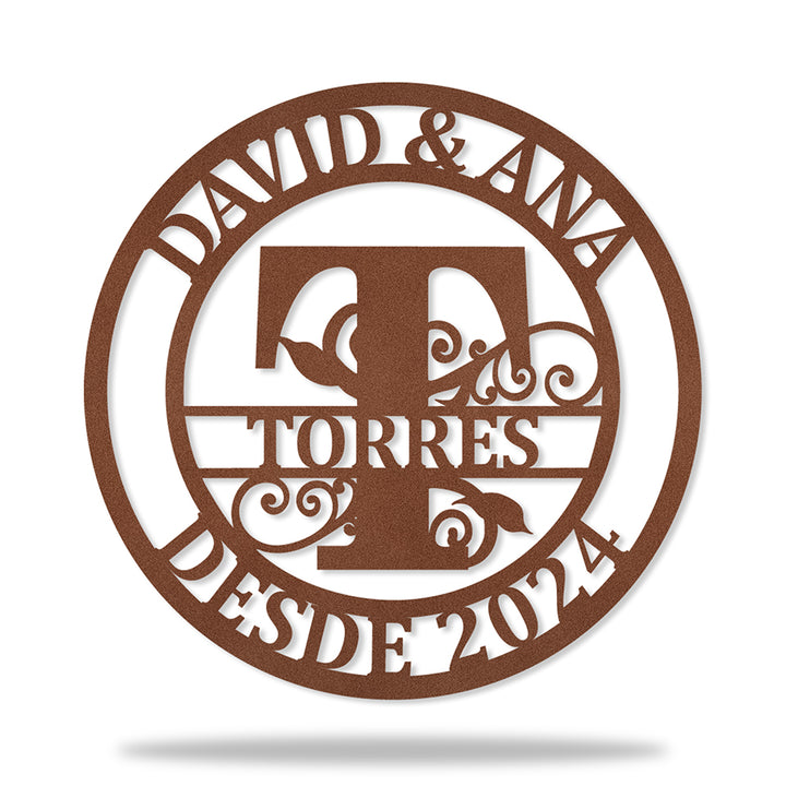 Placa Inicial Sobrenome Família