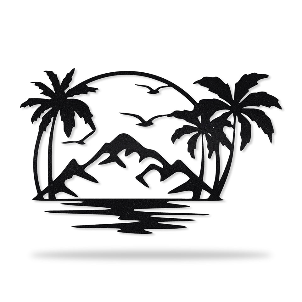 Monograma Pôr do Sol Tropical em metal, personalizado sob medida