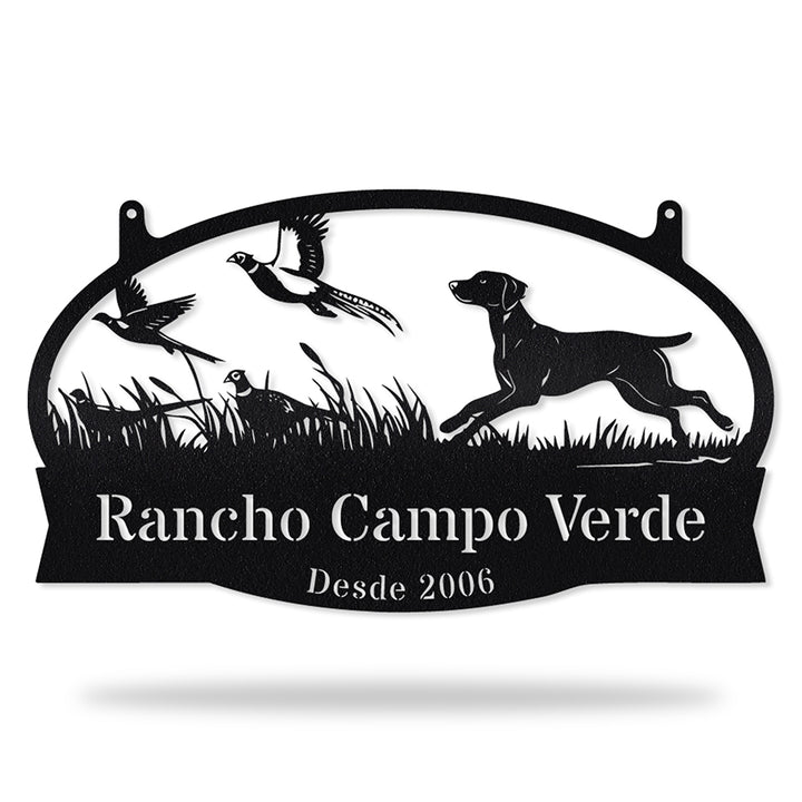 Placa Caça no Campo em metal, personalizada sob medida