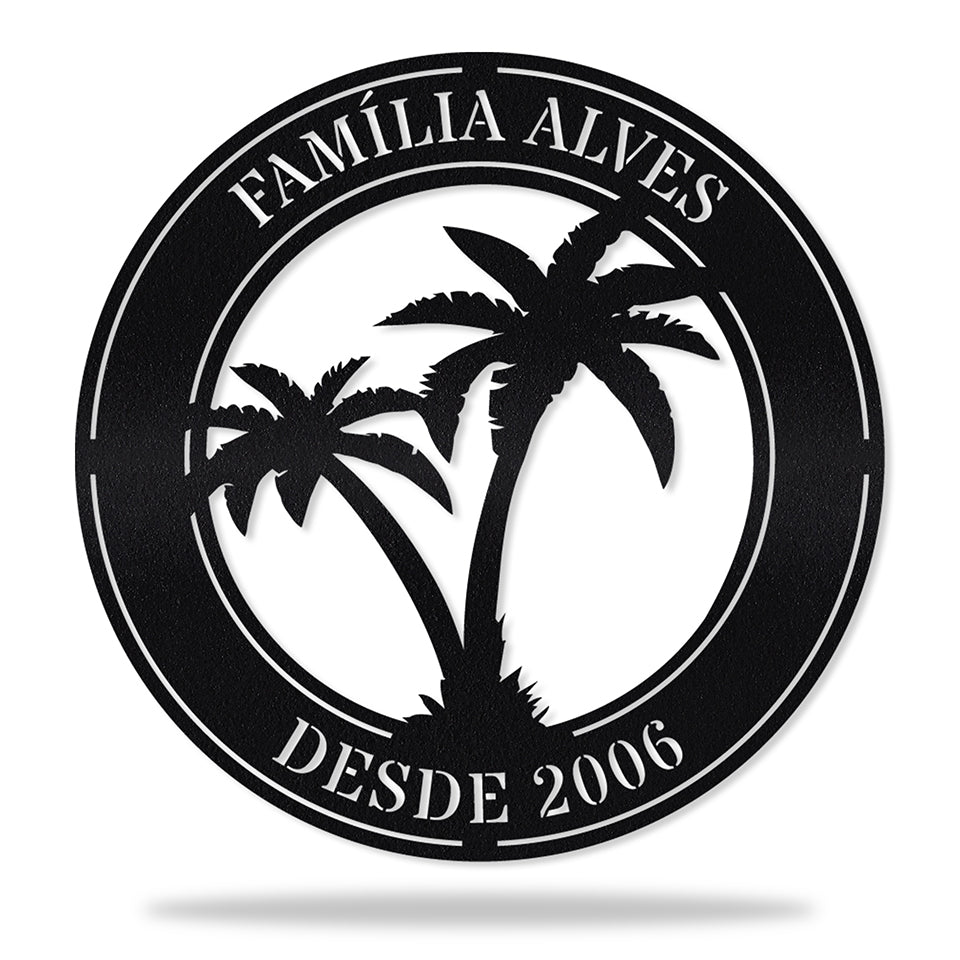 Placa Coqueiro Decorativo em metal, personalizada sob medida