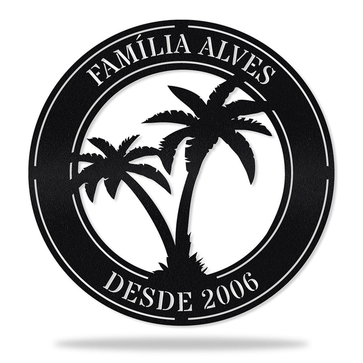 Placa Coqueiro Decorativo em metal, personalizada sob medida