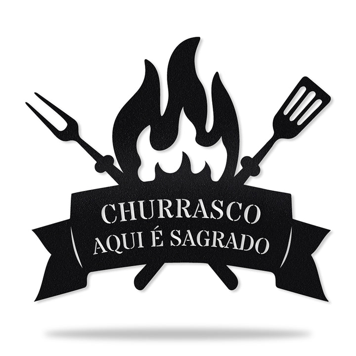 Placa Decorativa Churrasco em metal, personalizada sob medida