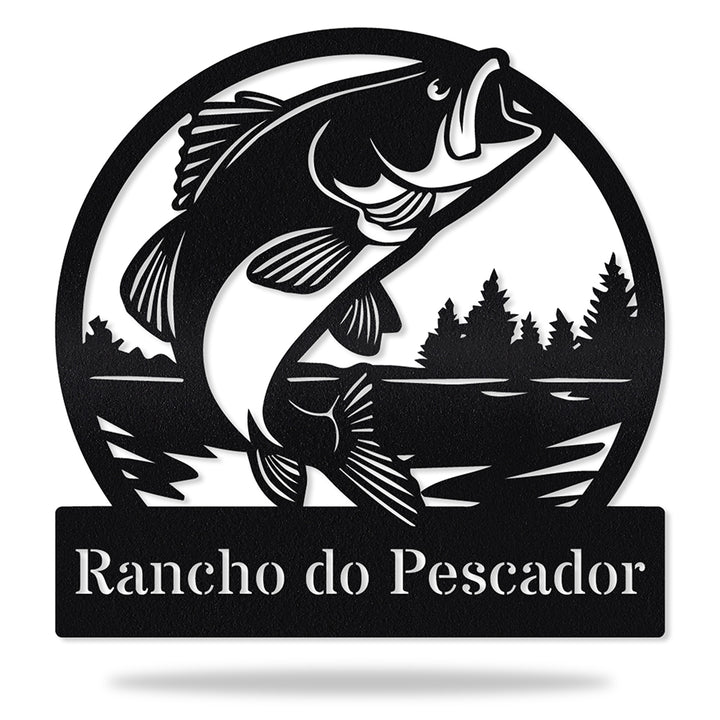 Placa Peixe no Lago em metal, personalizada sob medida