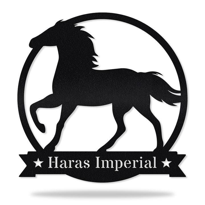 Placa Running Horse em metal, personalizada sob medida