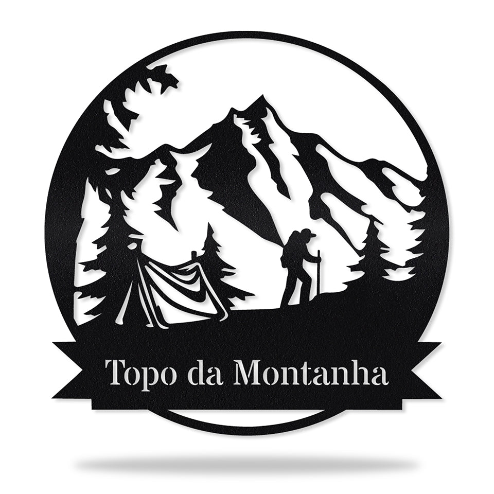 Placa Trilha na Montanha em metal, personalizada sob medida