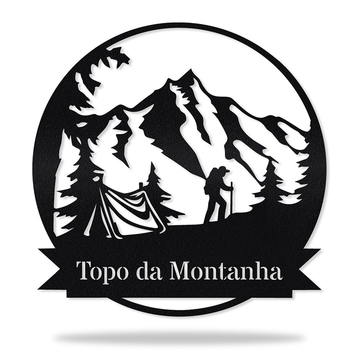 Placa Trilha na Montanha em metal, personalizada sob medida