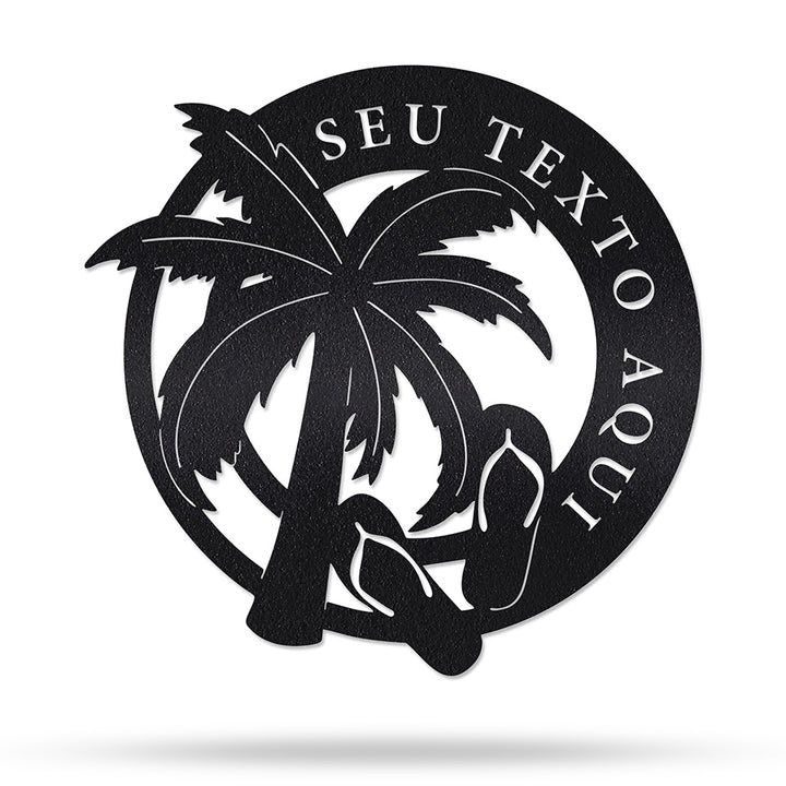 Placa Refúgio Tropical em metal, personalizada sob medida