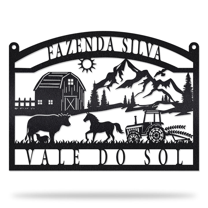 Placa Cenário Rural em metal, personalizada sob medida