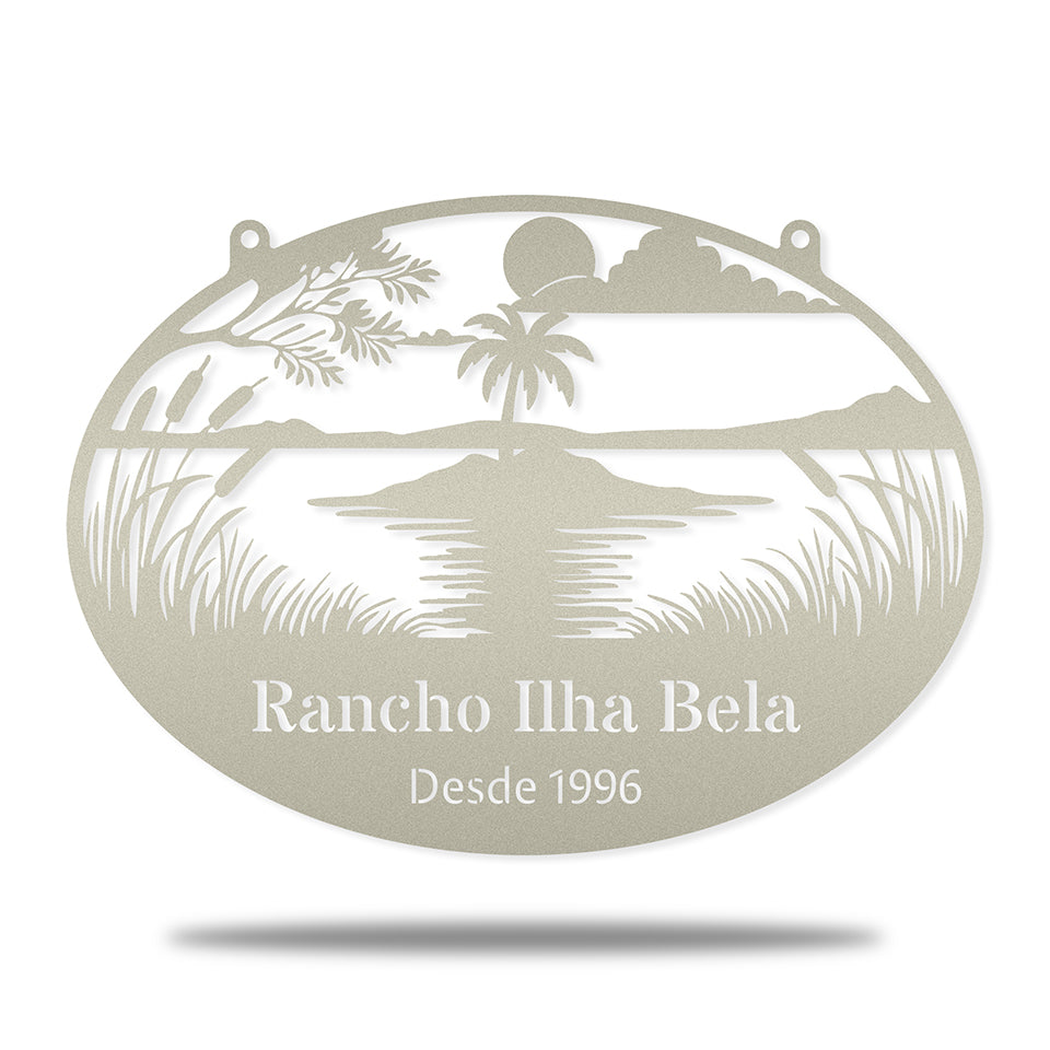 Rancho Ilha Bela em metal — apresentação do produto finalizado