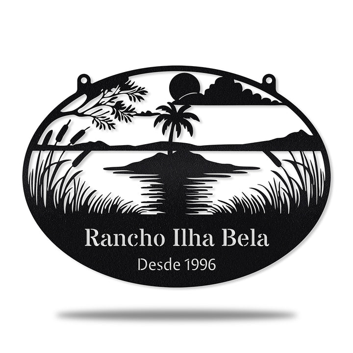 Rancho Ilha Bela em metal, personalizada sob medida