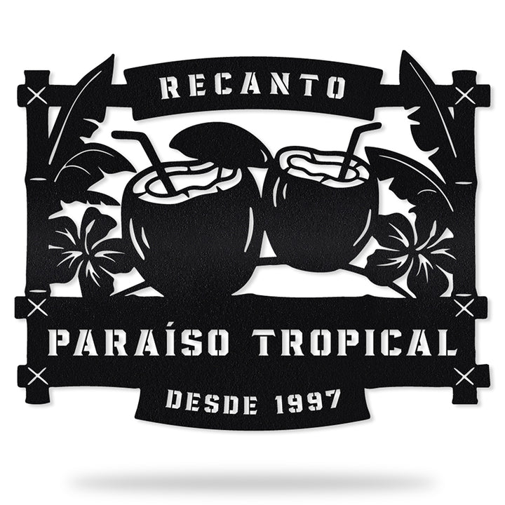 Recanto Paraíso Tropical em metal, personalizada sob medida
