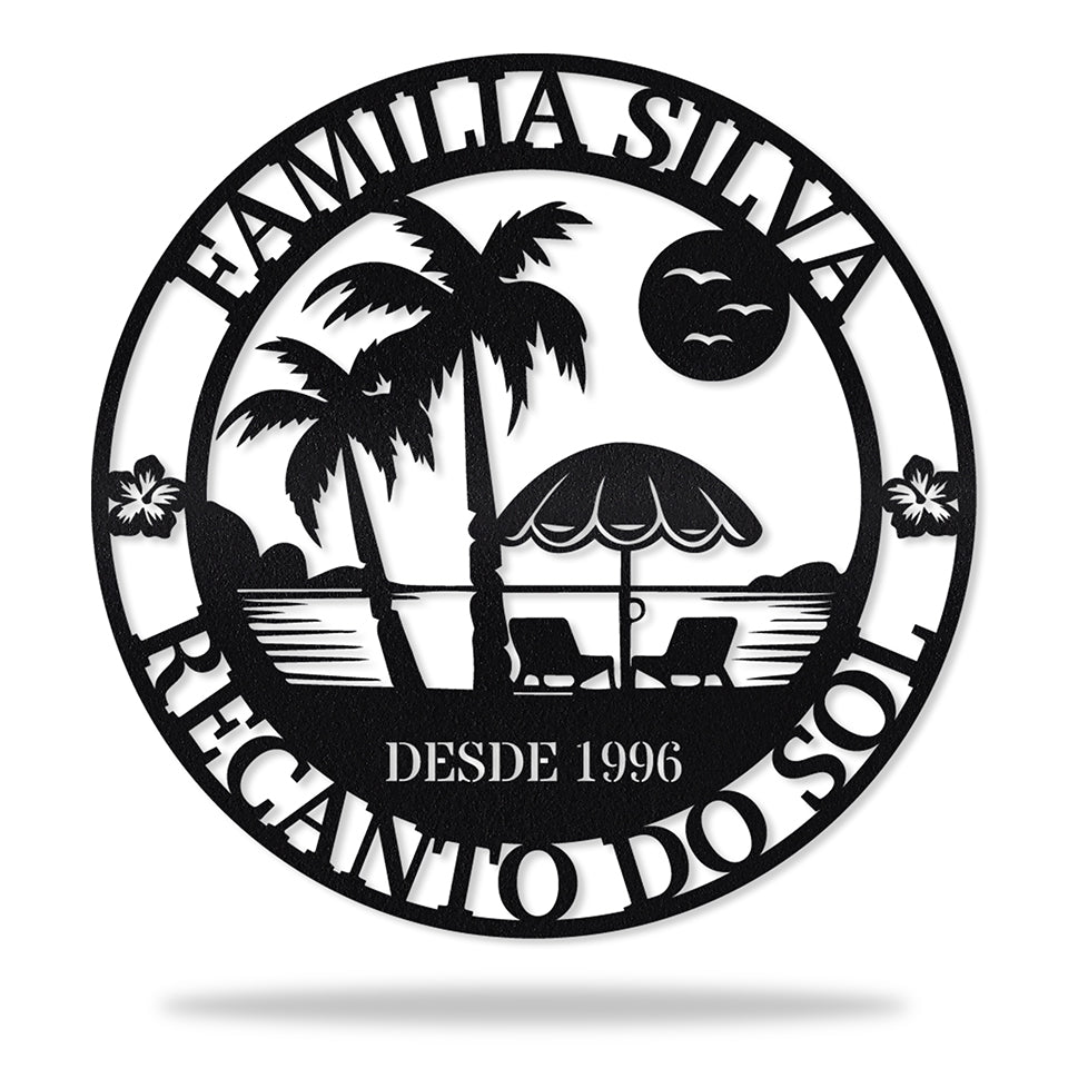 Recanto do Sol em metal, personalizada sob medida