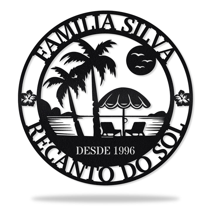 Recanto do Sol em metal, personalizada sob medida
