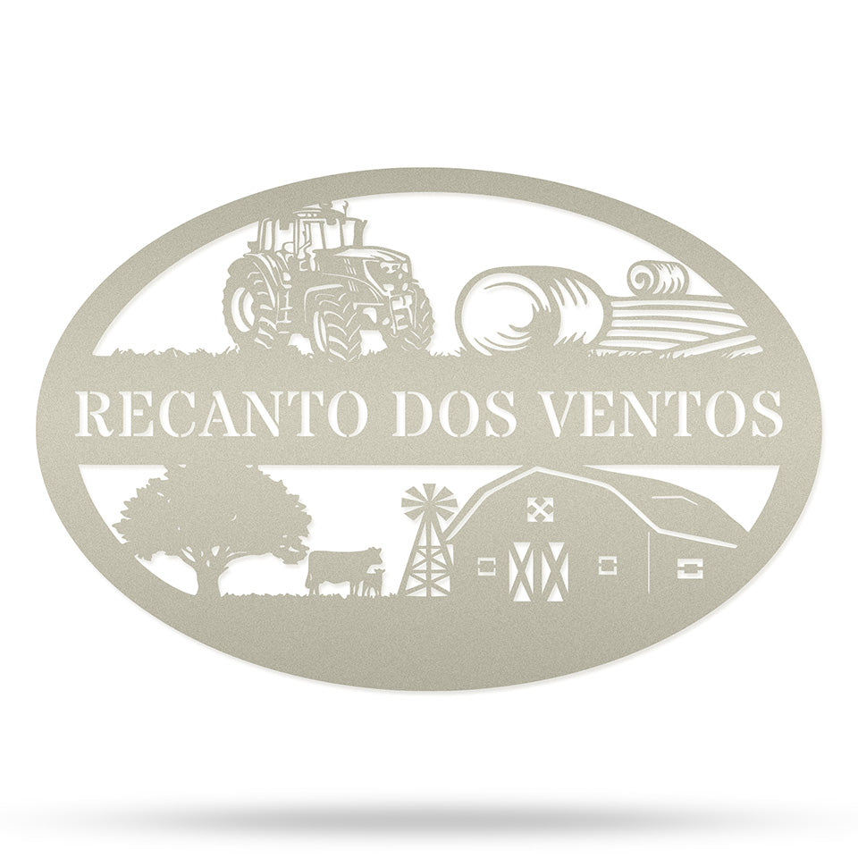Placa Recanto dos Ventos em metal — perspectiva complementar da peça