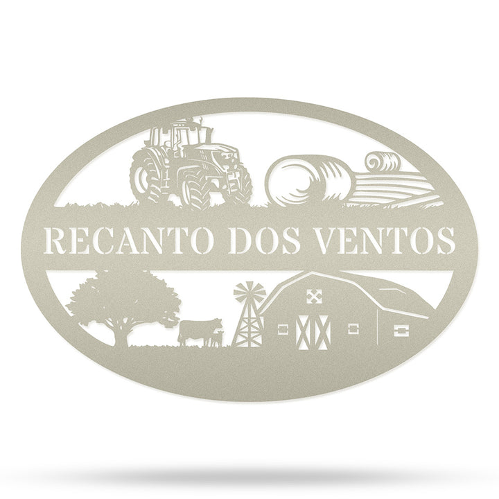 Placa Recanto dos Ventos em metal — perspectiva complementar da peça