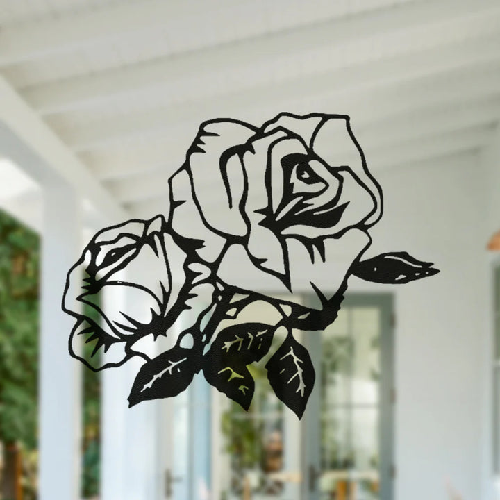 Rosas Clássicas I em metal — ângulo lateral da peça