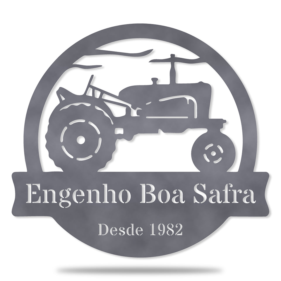 Trator Vintage em metal — exemplo de personalização aplicada