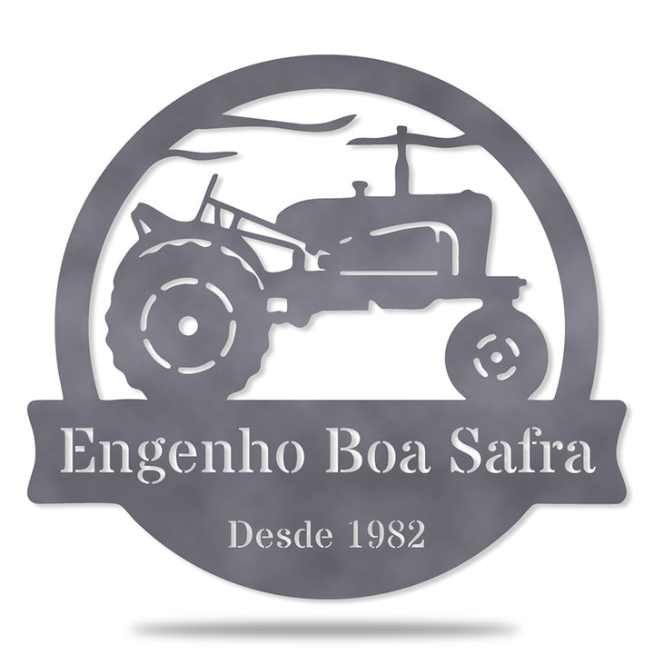 Trator Vintage em metal — exemplo de personalização aplicada