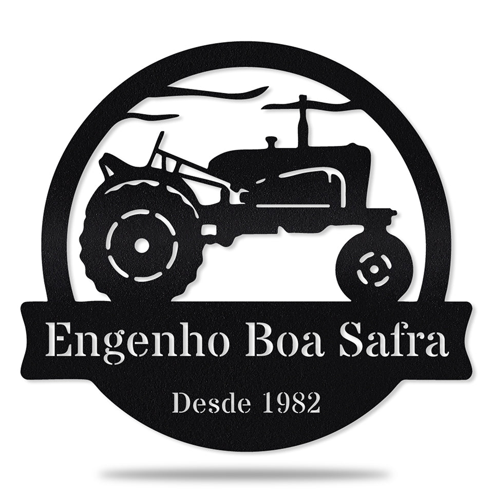 Trator Vintage em metal — detalhe do acabamento artesanal