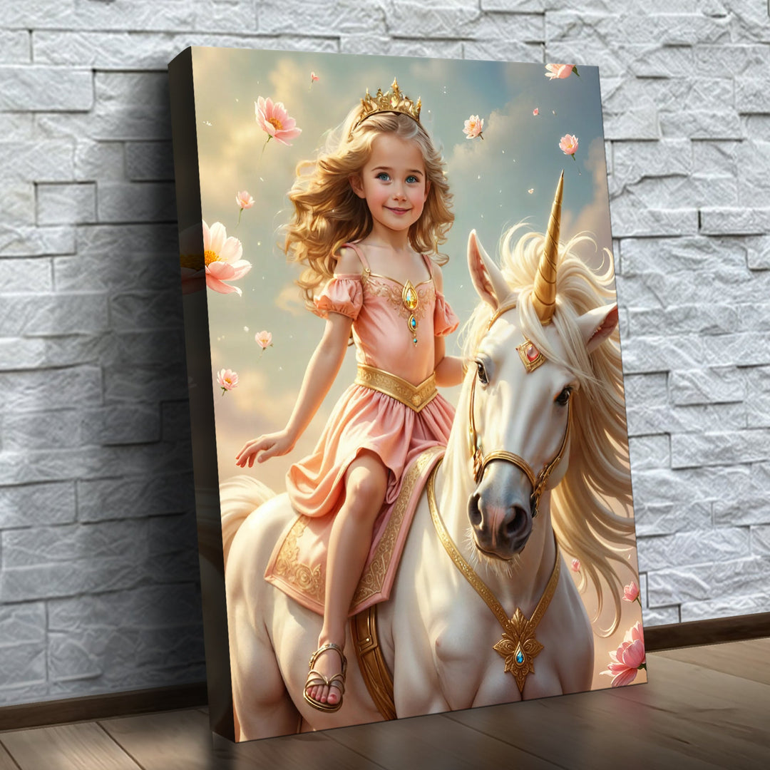 A Princesa do Unicórnio das Flores — quadro canvas personalizado na parede