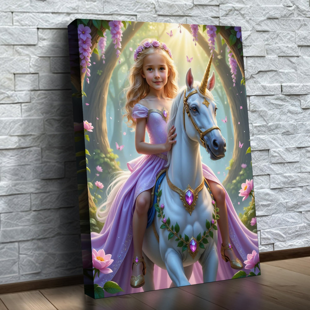 A Princesa do Unicórnio Real — quadro canvas personalizado na parede