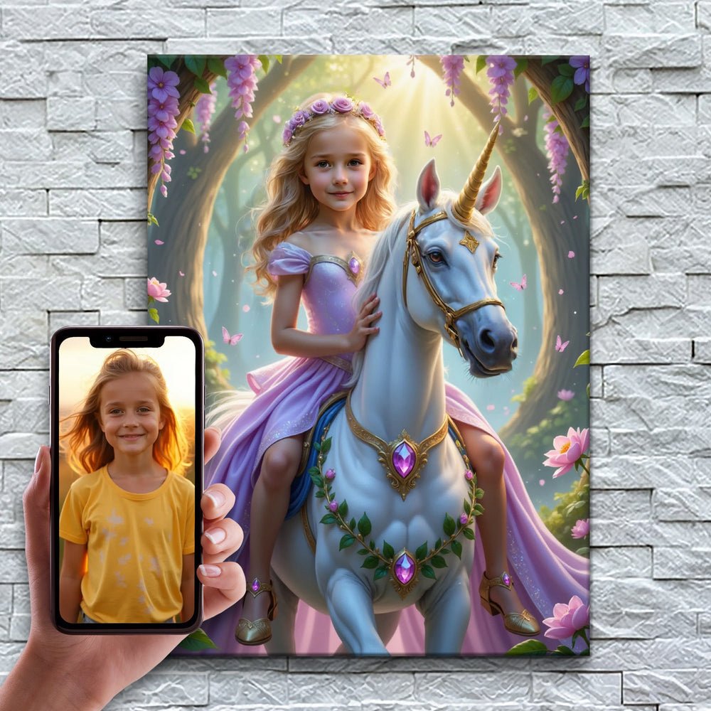 A Princesa do Unicórnio Real — exemplo de antes e depois da personalização