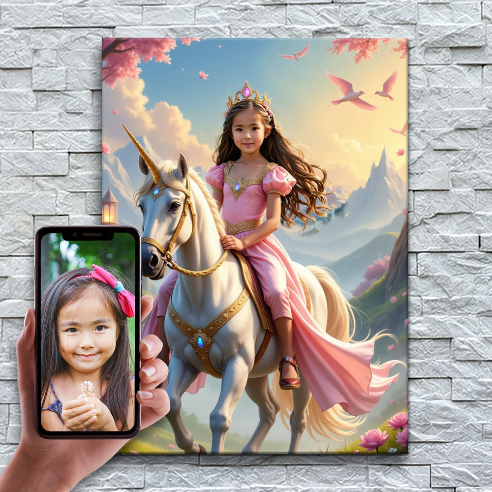 A Princesa do Unicórnio Rosa — exemplo de antes e depois da personalização