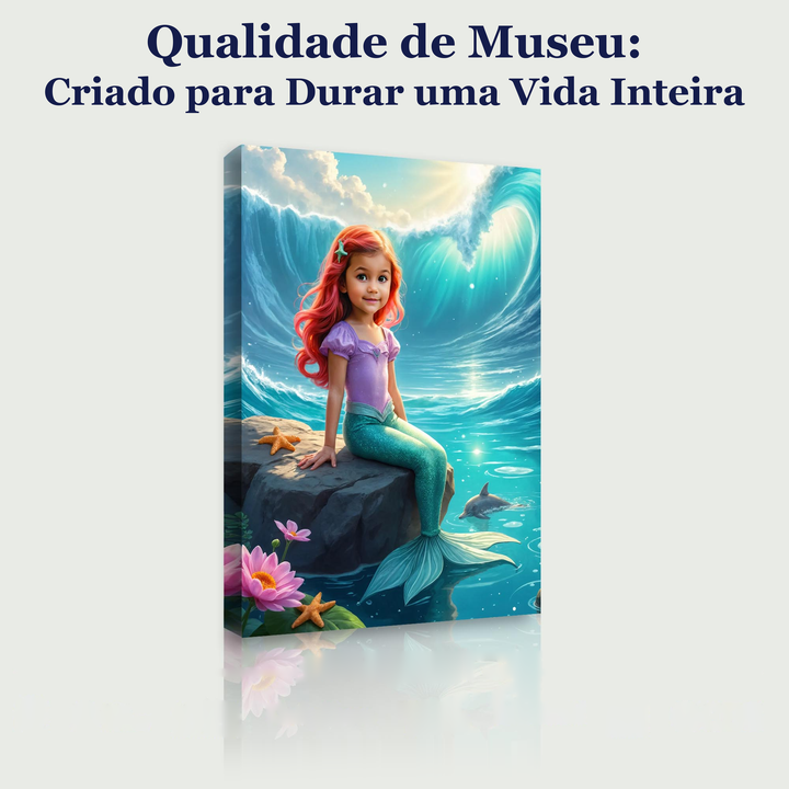 A Princesa dos Golfinhos – quadro canvas personalizado, qualidade de museu, criado para durar uma vida inteira